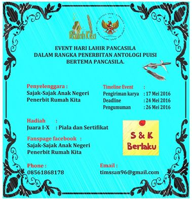 Lomba Menulis Puisi Tema Pancasila - SSAN & PENERBIT RUMAH 