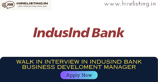 Walk in Interview in IndusInd Bank logo