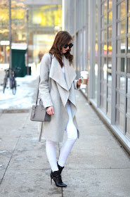 Vogue Haus - Grey Coat, Saint Laurent Bag, White Jeans @FashionInMySoul