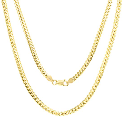 Amazon: Nuragold 14K Yellow Gold 3.5mm Solid Cuban Link Chain Pendant Necklace
