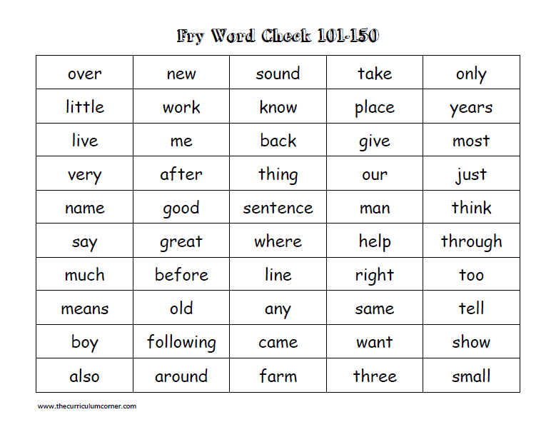 http://www.thecurriculumcorner.com/thecurriculumcorner123/2014/07/23/fry-word-self-checks/