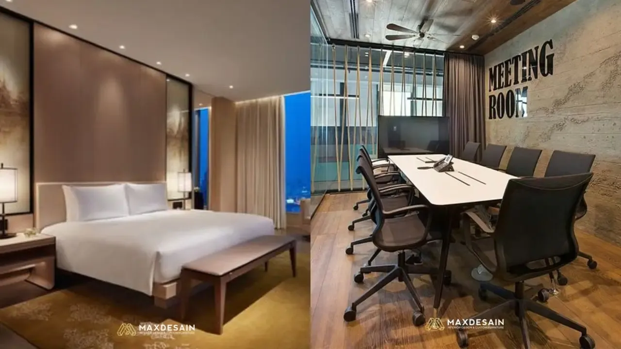 Max Desain mengerjakan interrior kamar hotel sampai ruang meeting kantor