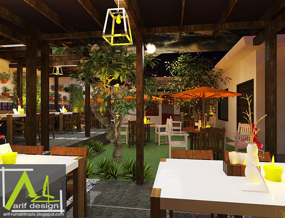 Desain Cafe tropis Outdoor / Garden Cafe  rumah tropis
