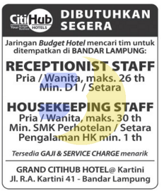 Karir Kerja HOTEL CitiHUB Terbaru 2015