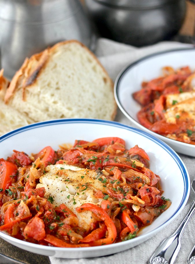 Braised Cod Peperonata for Two