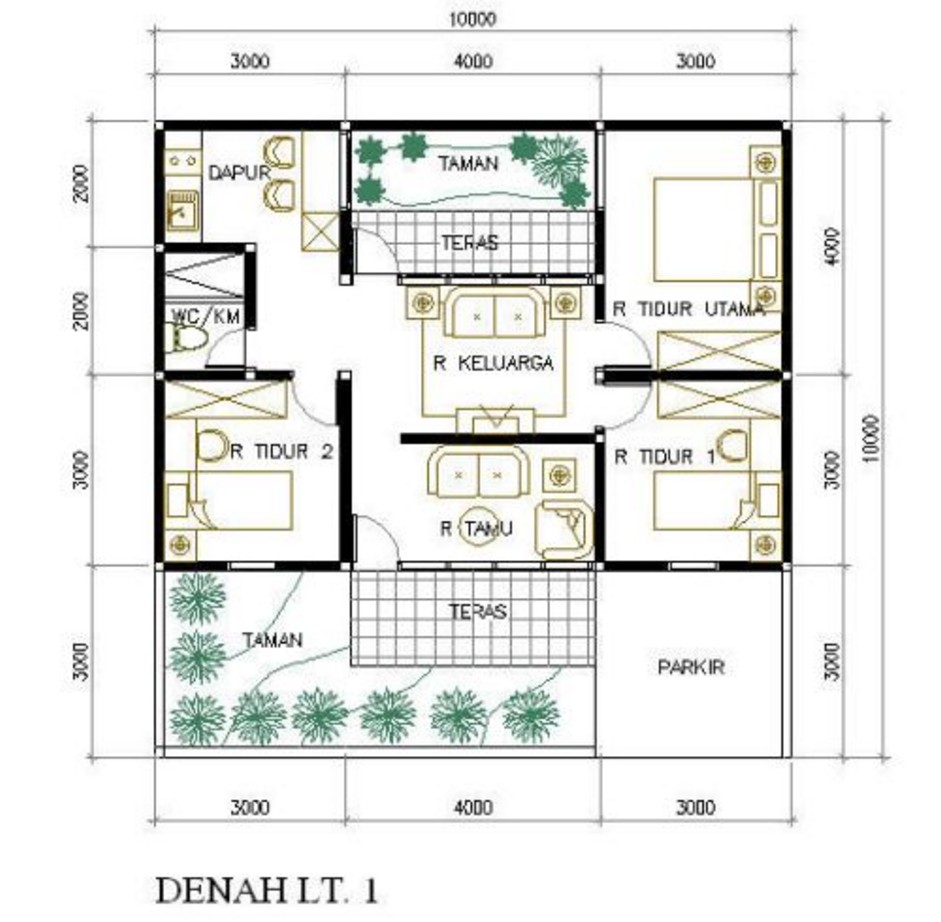 Gambar Denah Rumah Kontrakan Ukuran 4x5 Lengkap Rumahmewah45