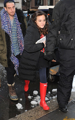 Leighton Meester on the set of 