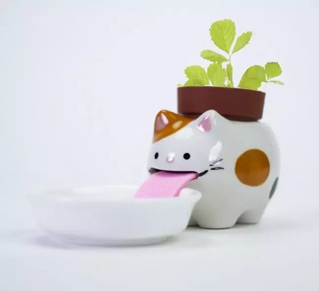 Cute Animal Planters Keep Themselves Hydrated By Drinking From Little Water Bowls