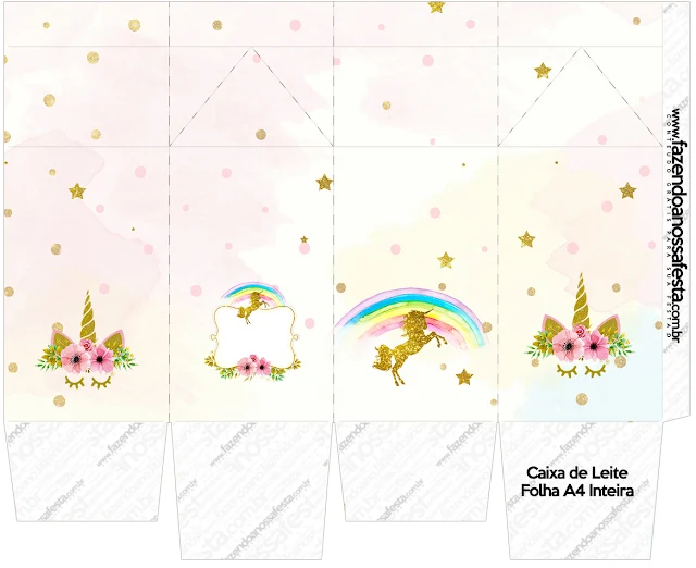 Unicorn Party Free Printable Milk Box.