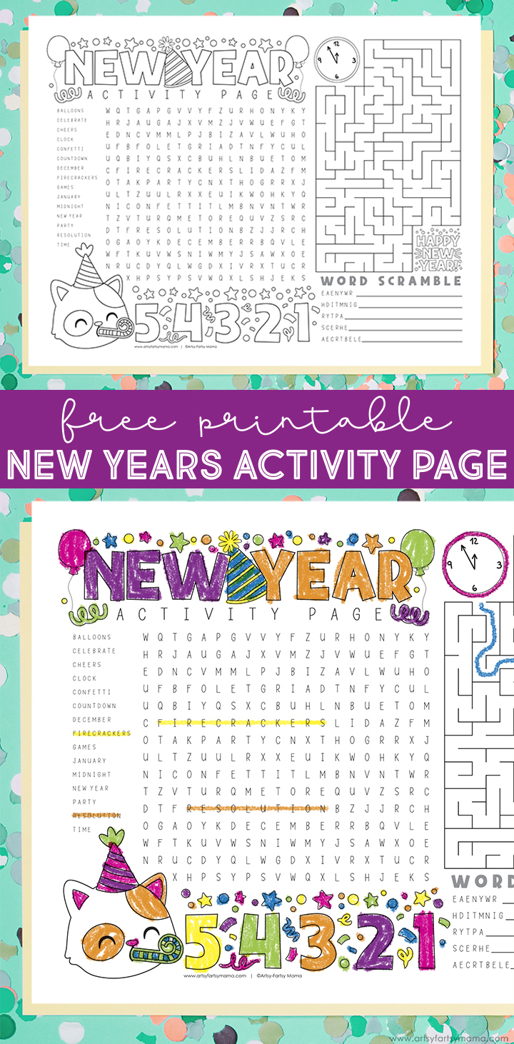 Free Printable New Years Activity Page