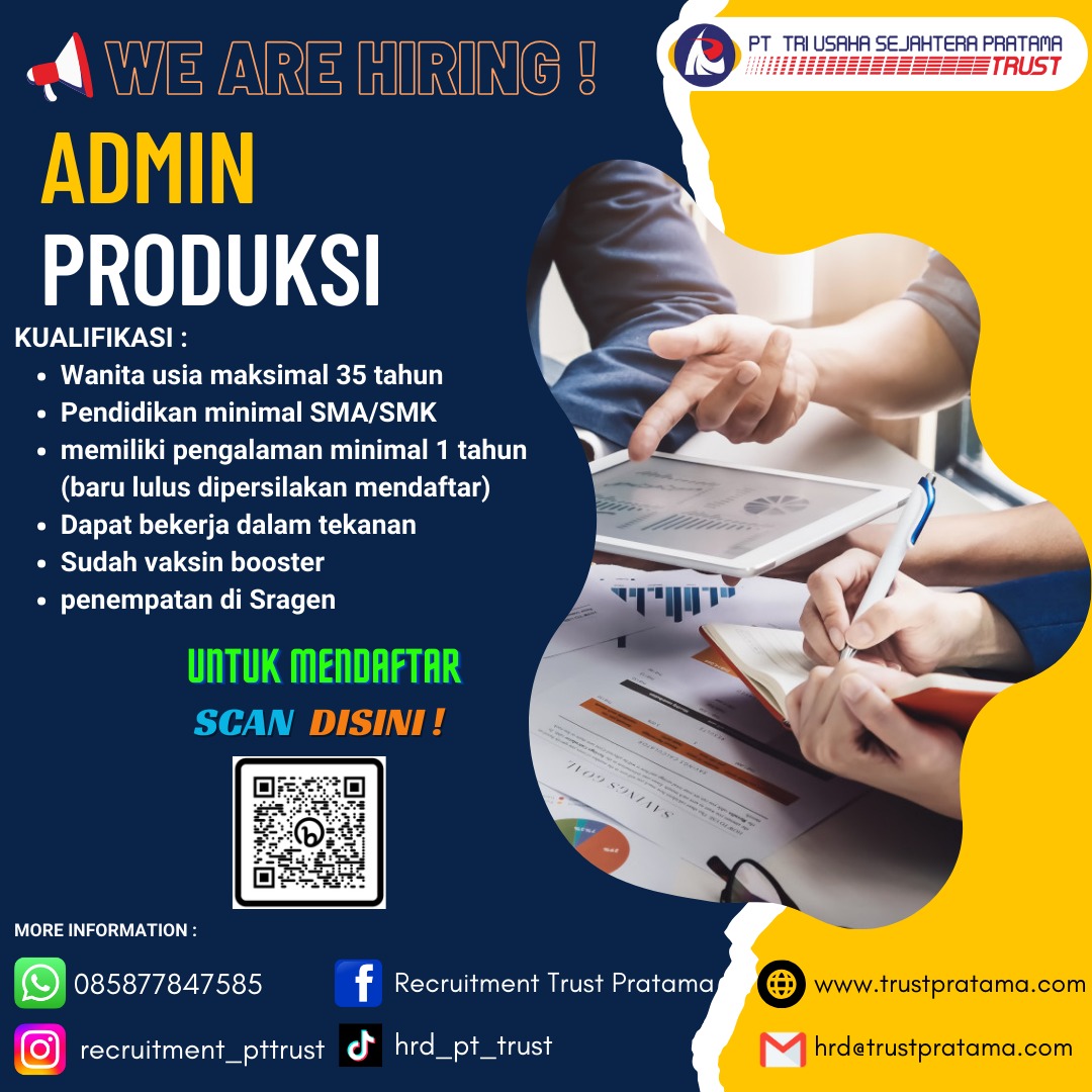 Loker Bulan April 2024 di PT Tri Usaha Sejahtera Pratama Sragen