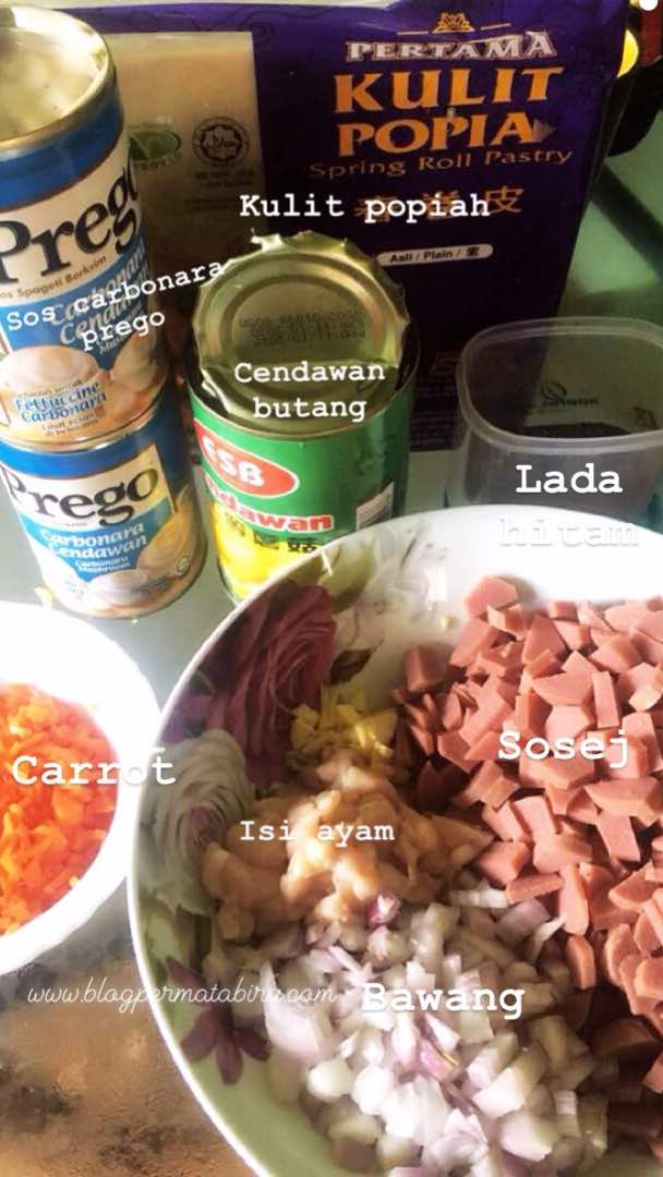 PERMATABIRU: RESEPI POPIA CARBONARA SEDAP