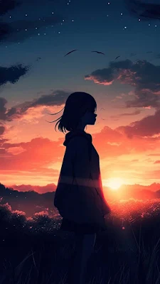 Lonely Girl At Sunset Mobile Wallpaper is a free high resolution image for Smartphone iPhone and mobile phone.