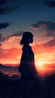 Lonely Girl At Sunset Mobile Wallpaper is a free high resolution image for iPhone smartphone and mobile phone.