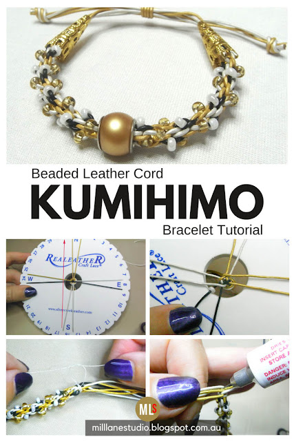 Beaded leather Kumihimo bracelet inspiration sheet