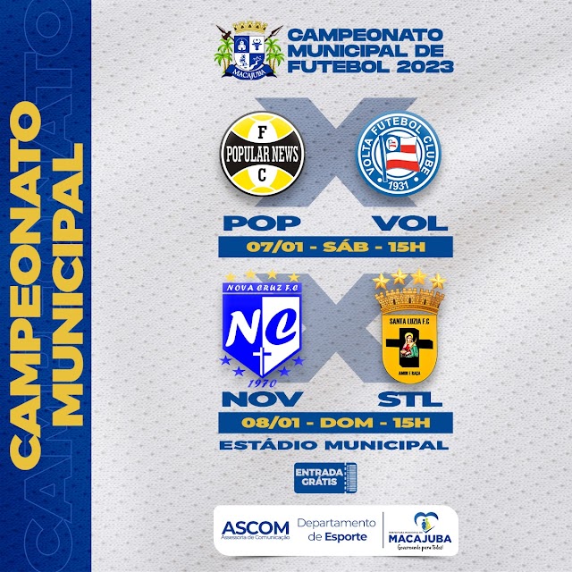 Veja os próximos confrontos do Campeonato Municipal de Macajuba deste final de semana