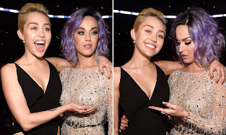 foto ukuran payudara Miley Cyrus dan Katy Perry di Grammy Awards 2015