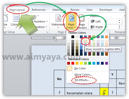  Gambar: Cara menambahkan warna background dokumen microsoft word 2010