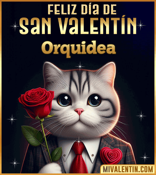 Gif con Nombre de feliz día de San Valentin Orquidea