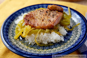 A new green tomato recipe! Pork chops baked with curry-seasoned green tomatoes and onions in this homey casserole from a vintage cookbook.