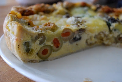 Quiche with olives - mushrooms - mozzarella - eggs 