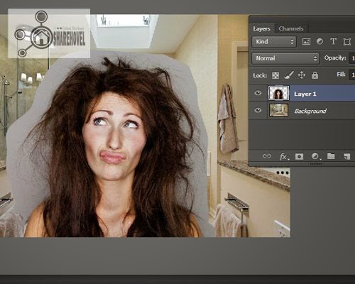copy dan paste gambar wanita yang telah di seleksi - Teknik Seleksi Rambut Di Photoshop Menggunakan Blend Mode