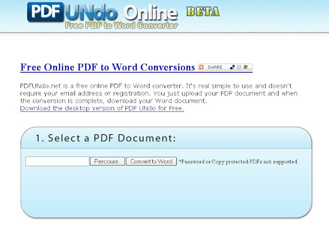 Le site du jour : PDFUndo Online : convertir du PDF en fichier DOC