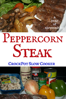 peppercorn steak made in the crockpot slow cooker is an easy dinner that is naturally glut CrockPot Peppercorn Steak