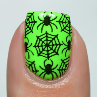 neon spider nail art