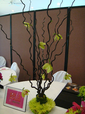 This centerpiece centered around a really cool preserved curly willow 