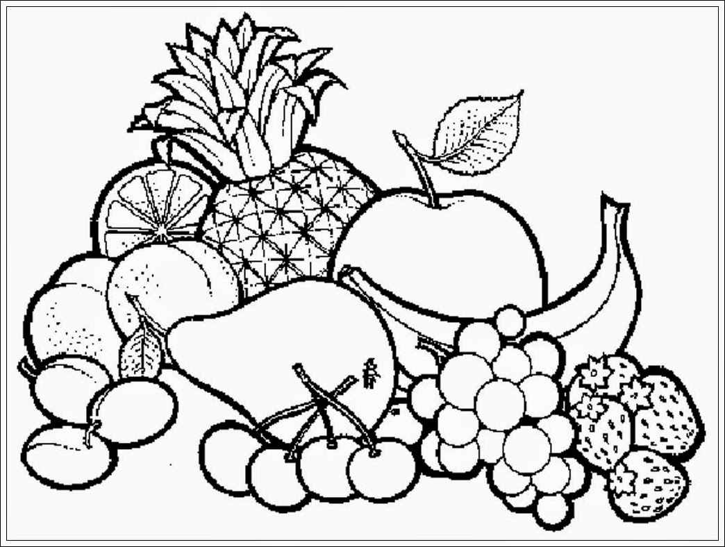  Sketsa  mewarnai gambar  buah buahan Dunia Putra Putri