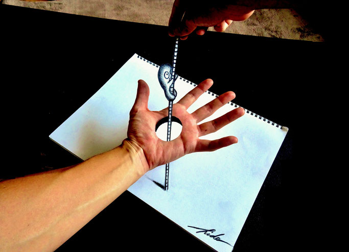 Amazing Nagai Hideyuki 3D Illusion Sketch Art Hand 2