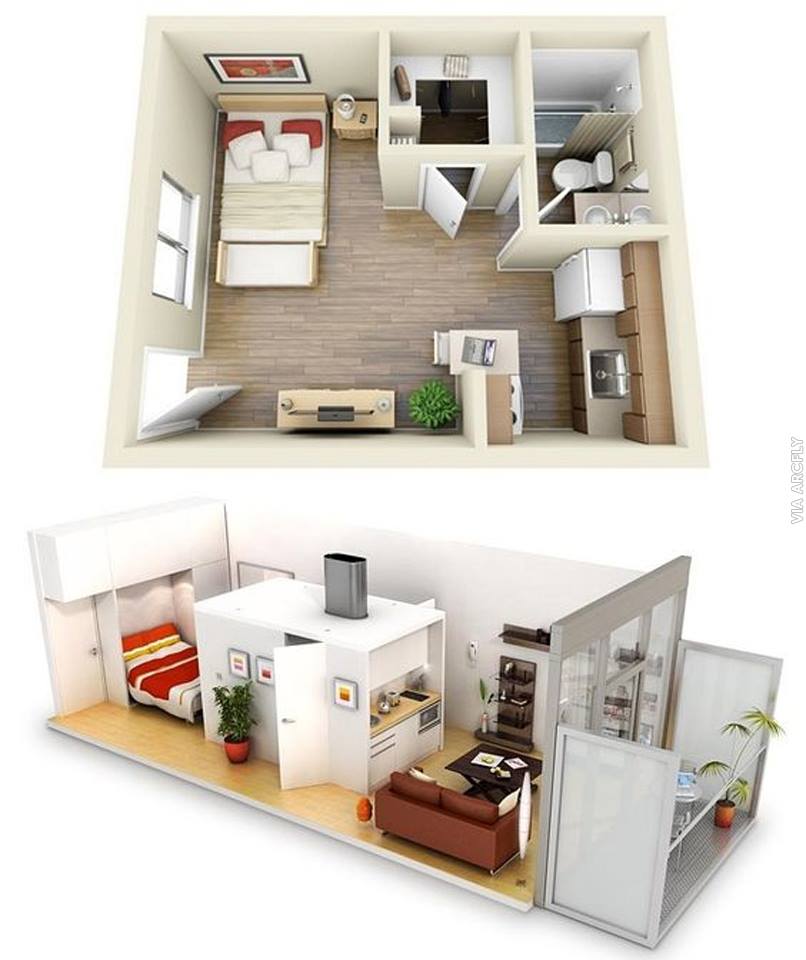50 Denah Rumah Minimalis 3D 3 Kamar Tidur 2 Lantai dan 
