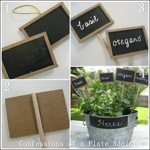 CONFESSIONS OF A PLATE ADDICT DIY Chalkboard Plant Markers tutorial
