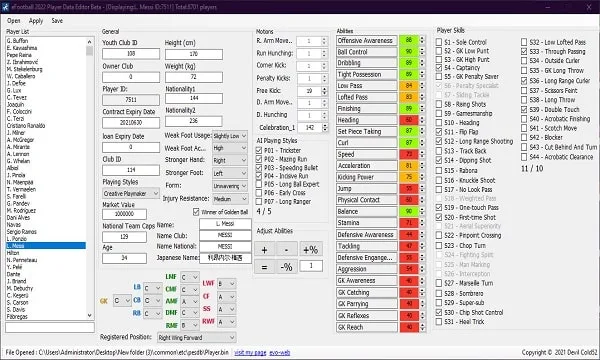 eFootball 2022 Player Data Editor