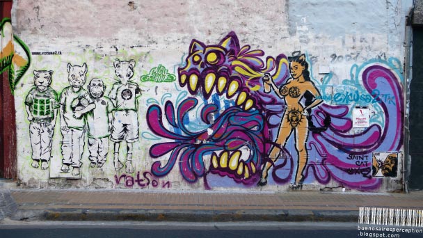 Stencil Pieces and Graffiti in Buenos Aires, Argentina