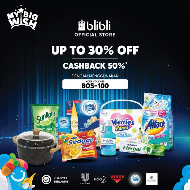 #BliBli - #Promo Voucher Diskon Hingga 30% & Cashback 50% di Official Store (s.d 14 Maret 2019)