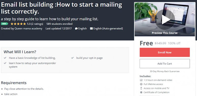 [100% Off] Email list building :How to start a mailing list correctly.| Worth 149,99$