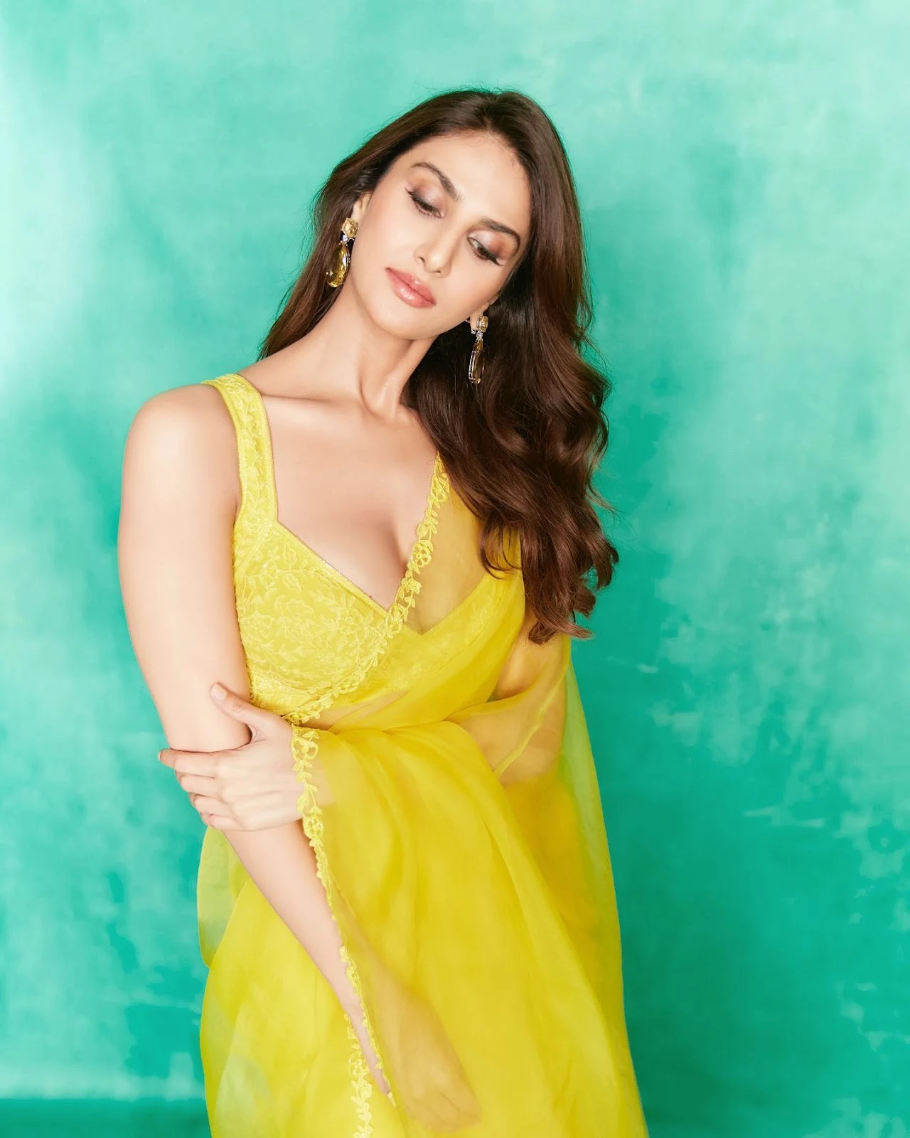 Vaani Kapoor yellow saree cleavage