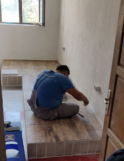 Halil does the final grouting