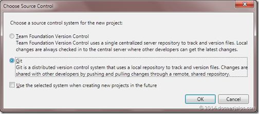 choose source control provider in visual studio 2013