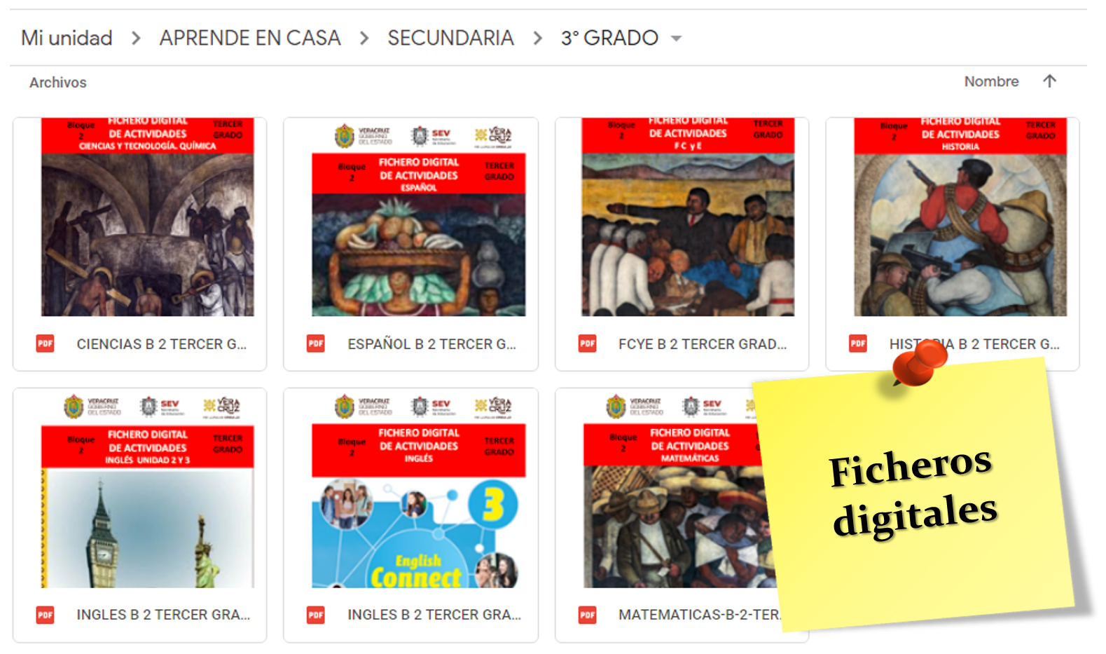 Ficheros digitales con actividades para tercero de secundaria