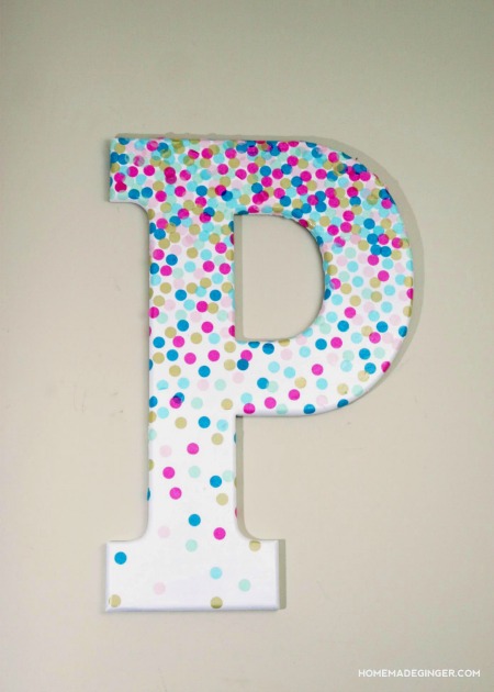 Confetti Decorative Letter Wall Art by Homemade Ginger on Mod Podge Rocks