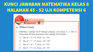 Kunci Jawaban Matematika Kelas 8 Halaman 45 - 52 Uji Kompetensi 6