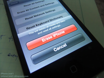 The reset options available in iPhone 4S for iOS 5.