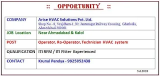  Arise HVAC Solutions Pvt. Ltd. Jobs For ITI RFM/ITI FItter Experienced Candidates