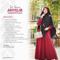 Koleksi Aulia Fashion Set Gamis Anyelir Maroon Black Baju Muslim Model Terbaru Anggun Elegan Kekinian Stylish Best Seller