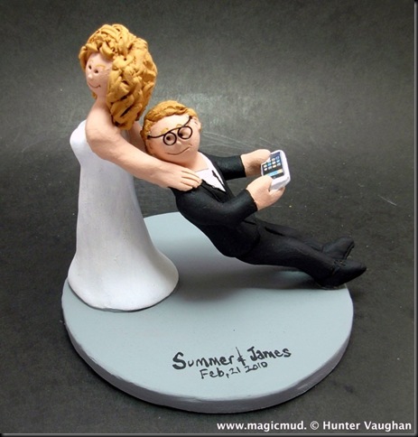 Bride Dragging Groom to Altar Wedding Cake Topper