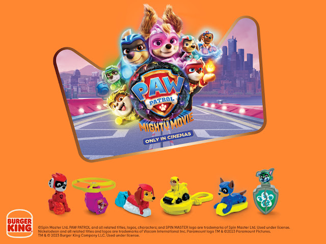Burger King® teams up with Paramount Pictures and Nickelodeon on six limited-edition King Jr.™ Meal toys to celebrate the theatrical release of PAW Patrol: The Mighty Movie™. For more information, visit BK.com. (Graphic: Business Wire)