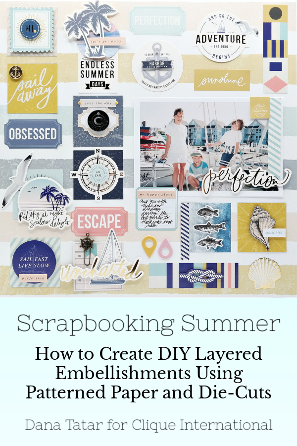 Set Sail Summer Scrapbook Layout with Layered Paper Embellishments and Nautical Charms